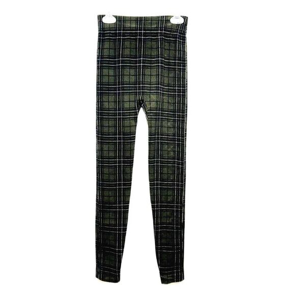 Leggings Yoga Base Layer Ski High Waist Green Plaid Tartin Womens size Small - Picture 1 of 7